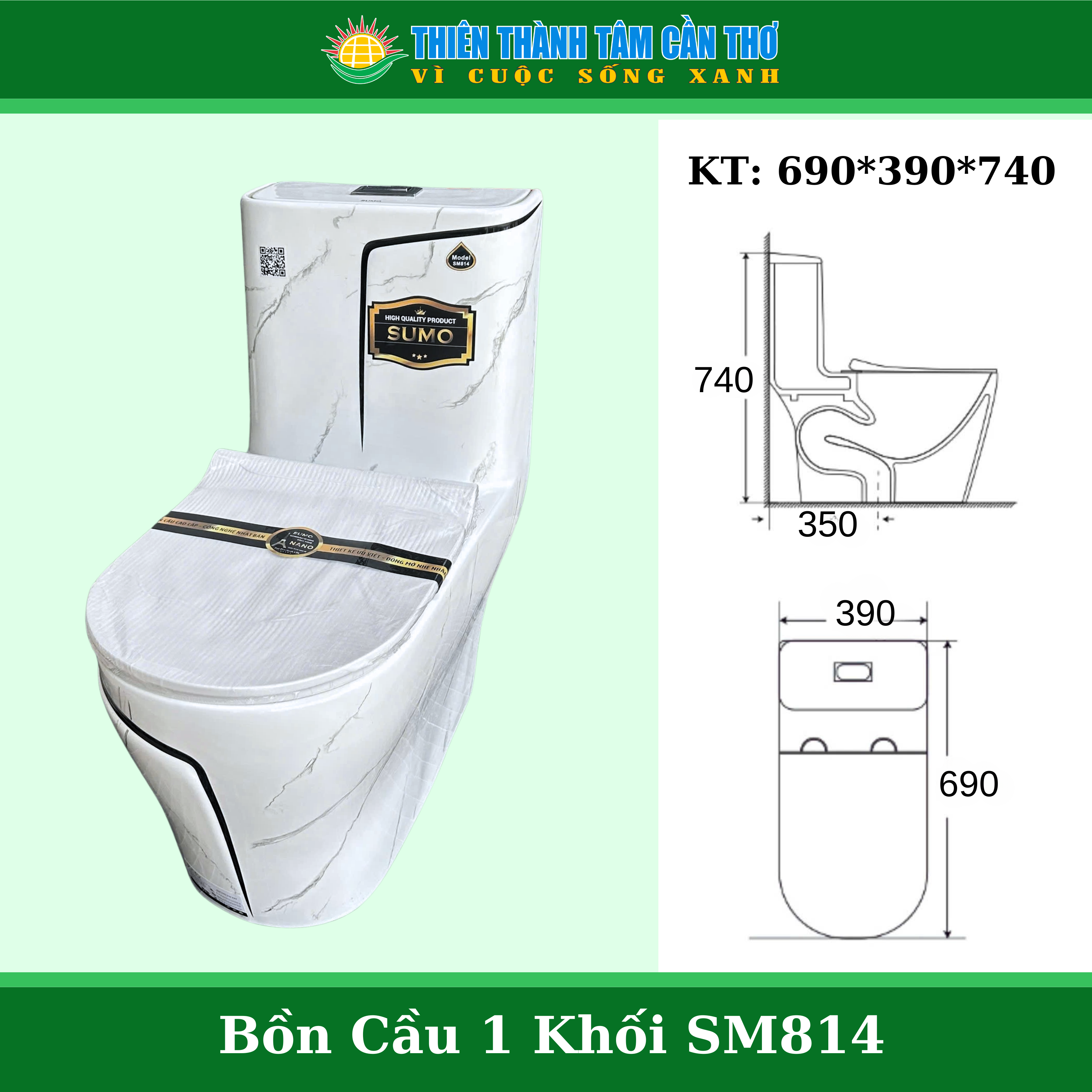 Bồn cầu 1 khối Sumo SM814